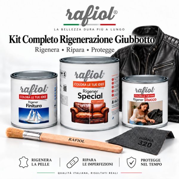 Kit Rigenerazione Giubbotto in Pelle ed Ecopelle – Rigener Special Rafiol + Finitura + Stucco